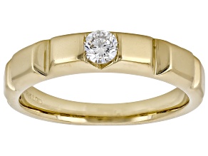 White Lab-Grown Diamond H SI1 14K Yellow Gold Over Sterling Silver Band Ring 0.20ct