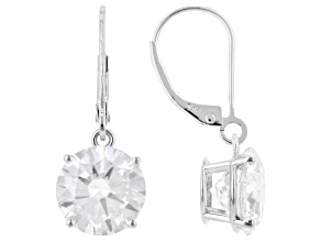 White Lab-Grown Diamond F VS 14K White Gold Solitaire Dangle Earrings 5.00ctw