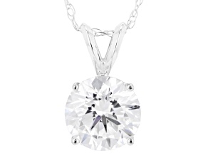 White Lab-Grown Diamond F VS 14K White Gold Solitaire Pendant With Chain 2.50ct