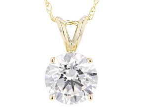 White Lab-Grown Diamond F VS 14K Yellow Gold Solitaire Pendant With Chain 2.50ct