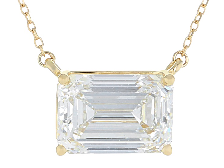 Certified White Lab-Grown Diamond E-F VS2 14K Yellow Gold Solitaire Station Necklace 5.00ct