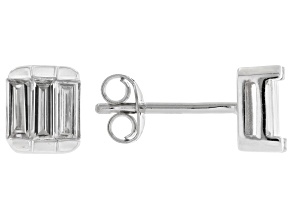 White Lab-Grown Diamond F-G SI Rhodium Over Sterling Silver Stud Earrings 0.50ctw