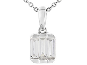 White Lab-Grown Diamond F-G SI Rhodium Over Sterling Silver Pendant With Chain 0.50ctw