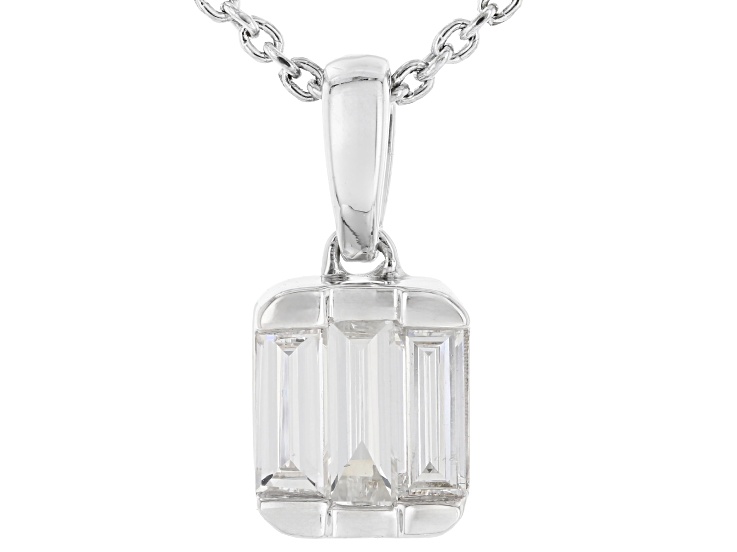 White Lab-Grown Diamond F-G SI Rhodium Over Sterling Silver Pendant With Chain 0.50ctw