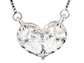 White Lab-Grown Diamond F SI1 10K White Gold Heart Station Necklace 0.50ctw