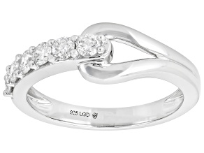 White Lab-Grown Diamond H SI1 Rhodium Over Sterling Silver Ring 0.45ctw