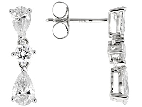 White Lab-Grown Diamond H SI1 14K White Gold Dangle Earrings 1.50ctw