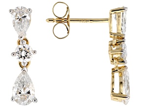 White Lab-Grown Diamond H SI1 14K Yellow Gold Dangle Earrings 1.50ctw