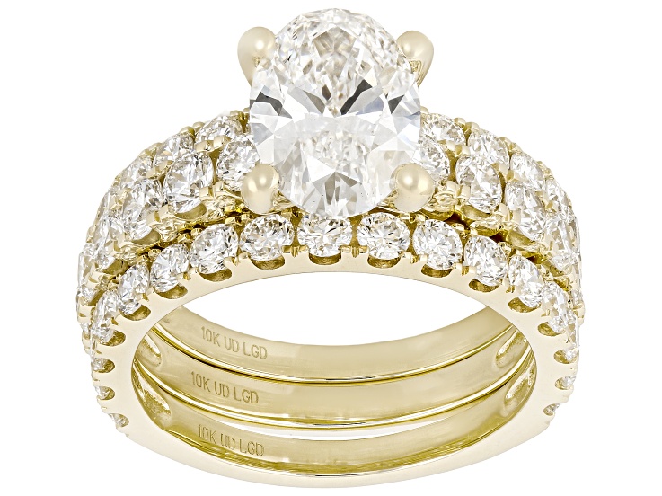 Certified White Lab-Grown Diamond G SI2 10K White Gold Ring With Matching Bands 5.00ctw