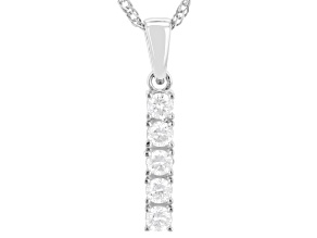 White Lab-Grown Diamond G-H SI Rhodium Over Sterling Silver Solitaire Pendant/Chain 0.55ctw