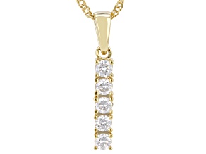 White Lab-Grown Diamond G-H SI 14K Yellow Gold Over Sterling Silver Solitaire Pendant/Chain 0.55ctw