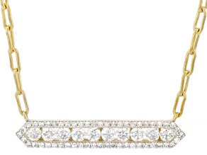 White Lab-Grown Diamond G-H SI 14K Yellow Gold Over Sterling Silver Station Necklace 1.00ctw