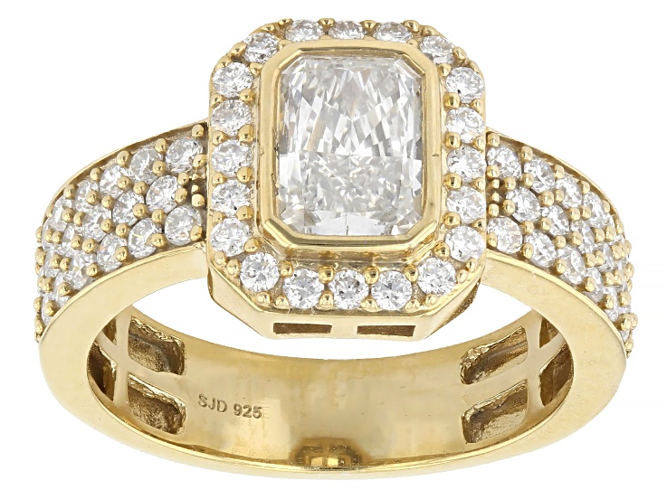 White Lab-Grown Diamond G-H SI 14K Yellow Gold Over Sterling Silver Halo Ring 1.70ctw