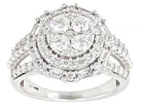White Lab-Grown Diamond G-H SI Rhodium Over Sterling Silver Ring 1.50ctw