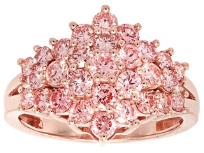 Pink Lab-Grown Diamond 14K Rose Gold Over Sterling Silver Cluster Ring 1.75ctw