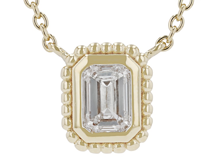 White Lab-Grown Diamond G VS 14K Yellow Gold Over Sterling Silver Solitaire Necklace 0.50ctw