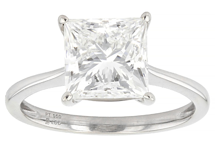 Certified White Lab-Grown Diamond H SI Platinum Solitaire Ring 3.00ct