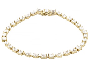 White Lab-Grown Diamond H SI 10K Yellow Gold Tennis Bracelet 5.25ctw