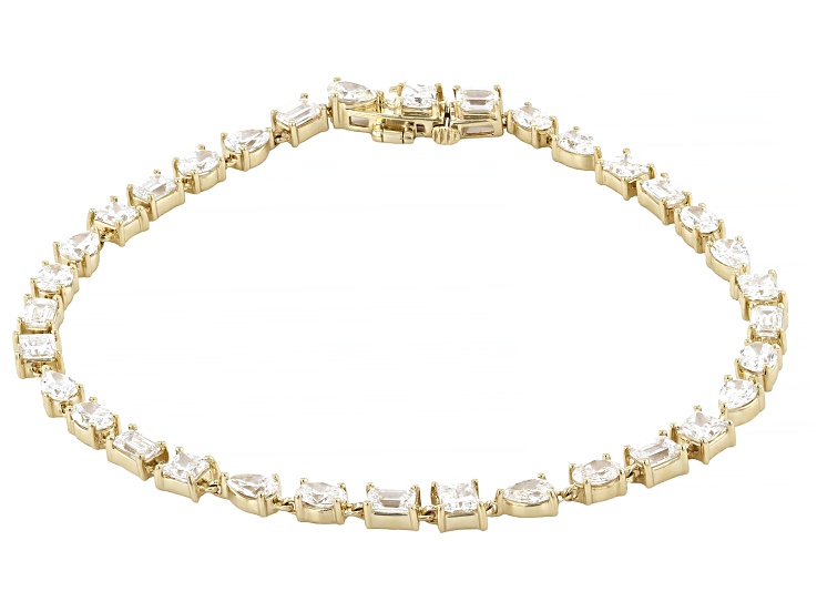 White Lab-Grown Diamond H SI 10K Yellow Gold Tennis Bracelet 5.25ctw