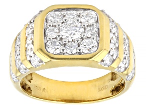 White Lab-Grown Diamond H SI2 14K Yellow Gold Over Sterling Silver Mens Ring 2.00ctw