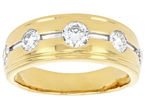 White Lab-Grown Diamond H SI2 14K Yellow Gold Over Sterling Silver Mens Ring 1.00ctw