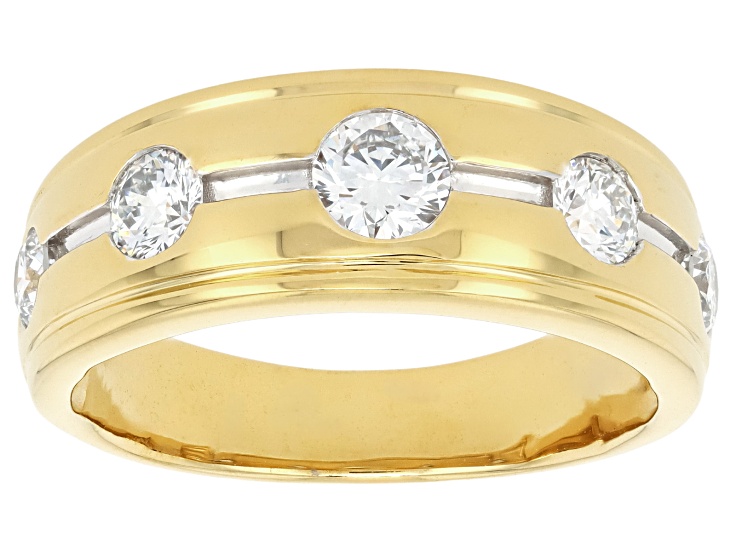 White Lab-Grown Diamond H SI2 14K Yellow Gold Over Sterling Silver Mens Ring 1.00ctw