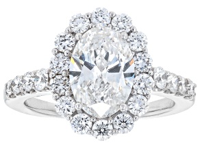 White Lab-Grown Diamond F VS2 14K White Gold Halo Ring 3.00ctw