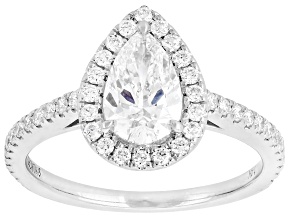 White Lab-Grown Diamond F VS-SI 14K White Gold Halo Ring 1.50ctw