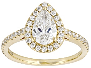 White Lab-Grown Diamond F VS-SI 14K Yellow Gold Halo Ring 1.50ctw