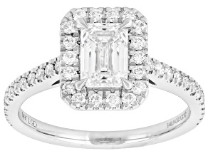 White Lab-Grown Diamond F VS-SI 14K White Gold Halo Ring 1.50ctw