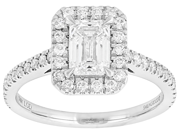 White Lab-Grown Diamond F VS-SI 14K White Gold Halo Ring 1.50ctw
