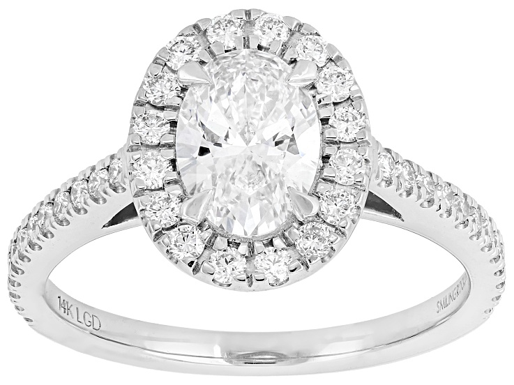White Lab-Grown Diamond F VS-SI 14K White Gold Halo Ring 1.50ctw