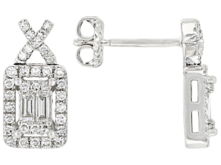 White Lab-Grown Diamond F-G VS2-SI1 Rhodium Over Sterling Silver Earrings 0.40ctw