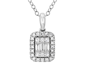 White Lab-Grown Diamond F-G VS2-SI1 Rhodium Over Sterling Silver Pendant With Chain 0.20ctw