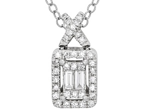 White Lab-Grown Diamond F-G VS2-SI1 Rhodium Over Sterling Silver Pendant With Chain 0.20ctw