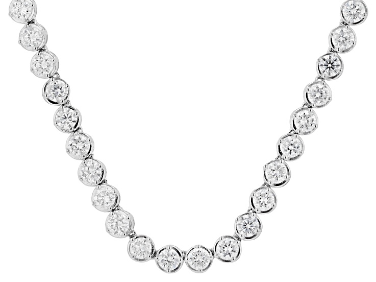 White Lab-Grown Diamond G SI2 10K White Gold Tennis Necklace 11.00ctw
