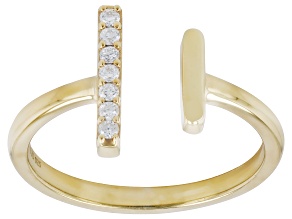 White Lab-Grown Diamond G-H SI 14K Yellow Gold Over Sterling Silver Ring 0.10ctw