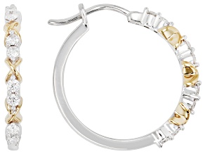 White Lab-Grown Diamond G-H SI Rhodium and 14K Yellow Gold Over Sterling Silver Hoop Earrings .50ctw