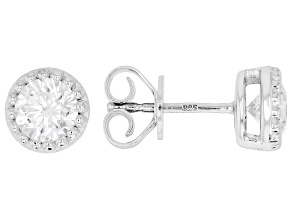 White Lab-Grown Diamond G-H VS Rhodium Over Sterling Silver Solitaire Stud Earrings 1.25ctw