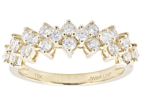 White Lab-Grown Diamond H SI2 10K Yellow Gold Cluster Ring 1.00ctw