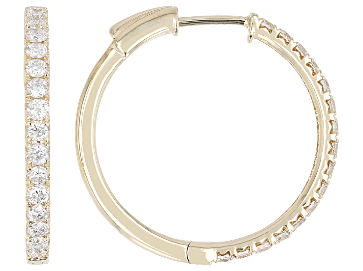 White Lab-Grown Diamond H SI2 10K Yellow Gold Hoop Earrings 1.00ctw