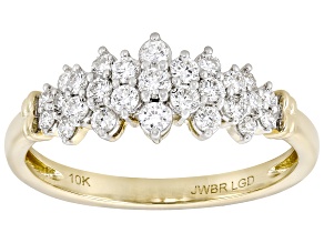 White Lab-Grown Diamond H SI2 10K Yellow Gold Cluster Ring 0.35ctw
