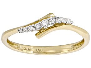 White Lab-Grown Diamond H SI2 10K Yellow Gold Bypass Ring 0.10ctw