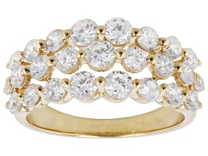 White Lab-Grown Diamond E-F VS 14K Yellow Gold Over Sterling Silver Cluster Ring 2.00ctw