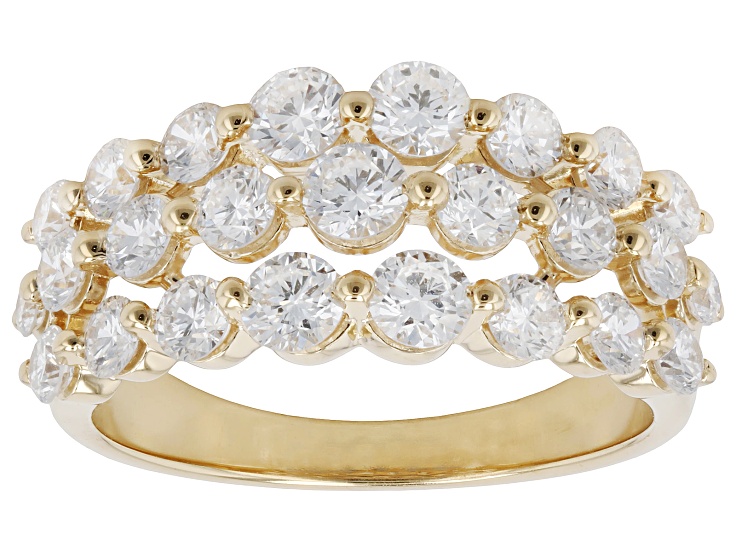 White Lab-Grown Diamond E-F VS 14K Yellow Gold Over Sterling Silver Cluster Ring 2.00ctw