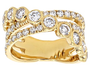 White Lab-Grown Diamond H SI1 14K Yellow Gold Over Sterling Silver Crossover Ring 2.00ctw