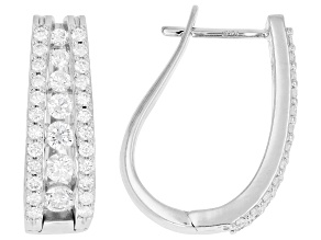 White Lab-Grown Diamond F SI 14K White Gold Hoop Earrings 1.50ctw