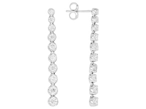White Lab-Grown Diamond F SI 10K White Gold Dangle Earrings 1.00ctw