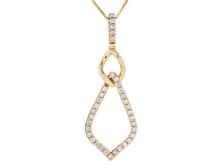 White Lab-Grown Diamond F SI 10K Yellow Gold Pendant With Chain 0.50ctw