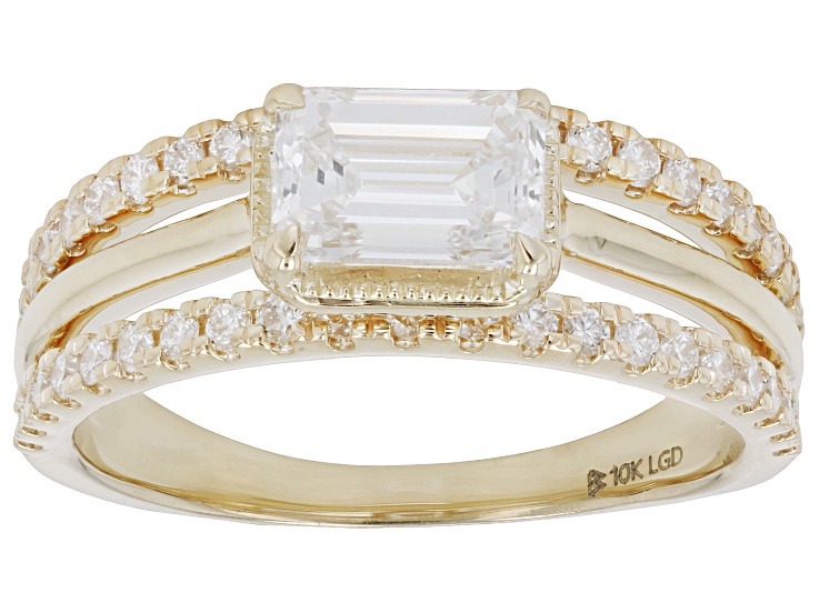 White Lab-Grown Diamond F SI 10K Yellow Gold Band Ring 1.50ctw